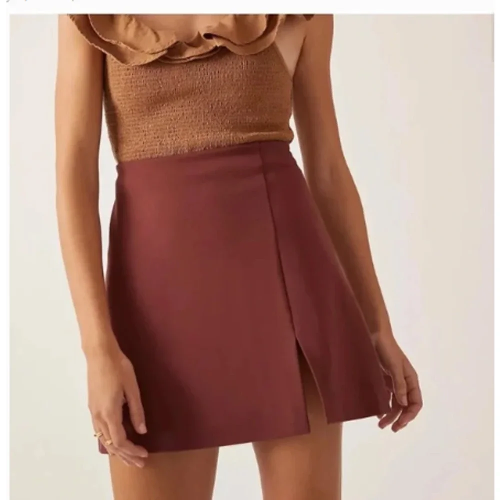New NWOT Maeve For Anthropologie‎ Mauve Berry Mini Micro Skirt Size Large